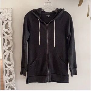 🪞 aerie long zip up front hoodie long sleeve athleisure sweater,  side pockets